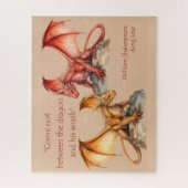 Draken met King Lear citaat rood, goud, wit Legpuzzel (Verticaal)