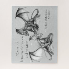 Draken met King Lear citaat zwart, grijs, wit Legpuzzel