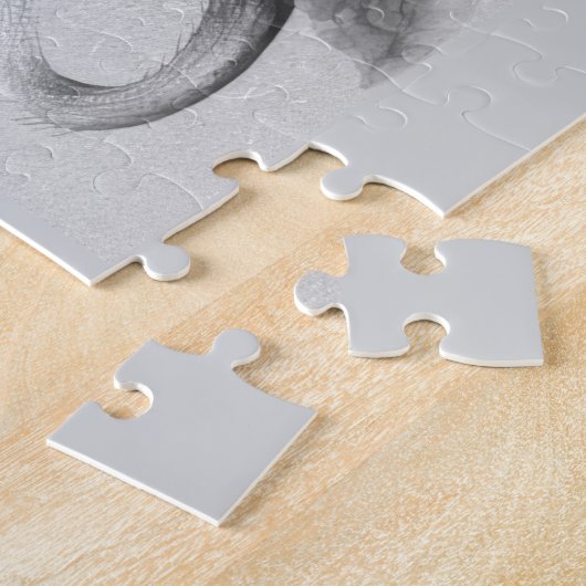 Draken met King Lear citaat zwart, grijs, wit Legpuzzel (Zijkant)