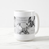 Draken met King Lear quote grijs, zwart, wit Mok (Voorkant rechts)