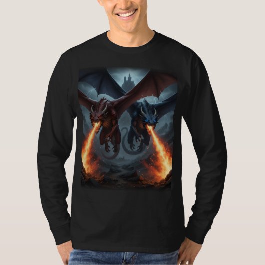 Draken naderen T-shirt met lange mouwen Halloween (Voorkant)