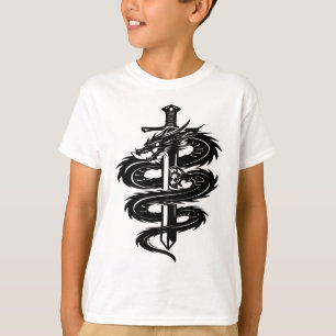 Draken Omwikkelde Zwaard Tattoo Stijl T-shirt