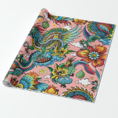 Draken Rainbow Aangepast patroon Cadeaupapier (Uitgerold)