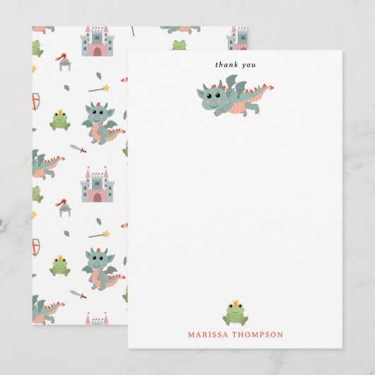 Draken Ridders Sprookje Middeleeuws Kasteel Bedankkaart (Voorkant / Achterkant)