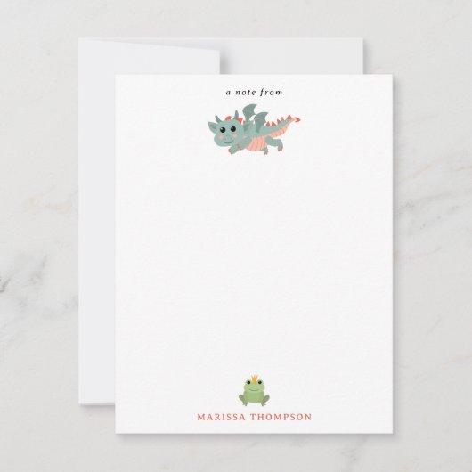 Draken Ridders Sprookje Middeleeuws Kasteel Notitiekaartje (Voorkant)