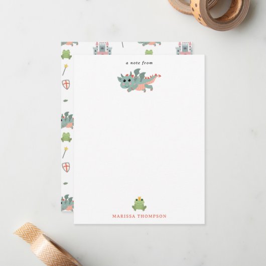 Draken Ridders Sprookje Middeleeuws Kasteel Notitiekaartje (Voorkant / Achterkant in situ)