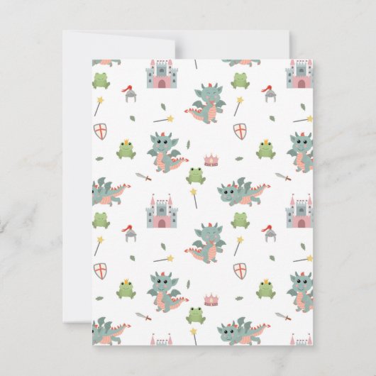 Draken Ridders Sprookje Middeleeuws Kasteel Notitiekaartje (Achterkant)