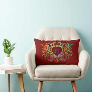 Draken Rococo Cartouche Naam & Monogram Kussen
