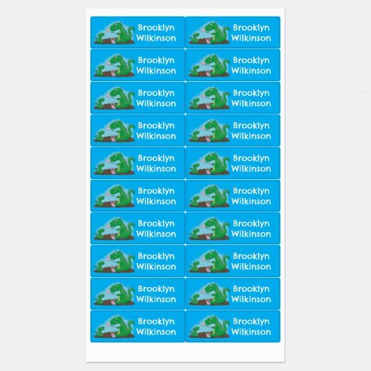 Draken roosteren marshmallows cartoon gepersonalis labels (Vel)