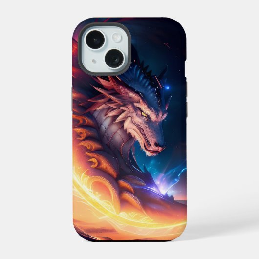 Draken Scape Vuur Nacht iPhone 15 Case (Achterkant)