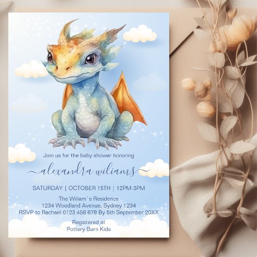 Draken Sprookje Dragon Baby shower Kaart