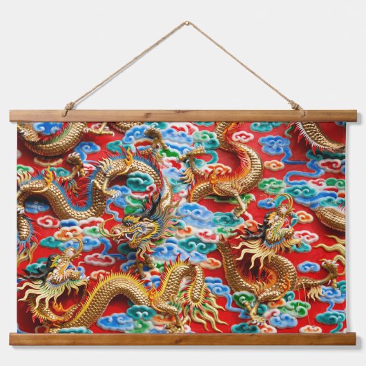 Draken tempel wandtapijt hangend wandkleed (Voorkant)