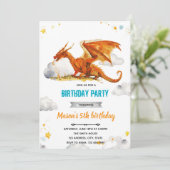 Draken verjaardagsuitnodiging kaart (Staand voorkant)