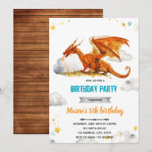 Draken verjaardagsuitnodiging kaart (Voorkant / Achterkant)