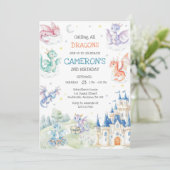 Draken Verjaardagsuitnodiging voor Iedereen Kaart (Staand voorkant)