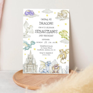 Draken Verjaardagsuitnodiging voor Iedereen Kaart