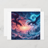 Draken verwikkeld in een strijd om een mystiek briefkaart (Voorkant / Achterkant)