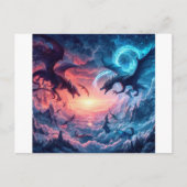 Draken verwikkeld in een strijd om een mystiek briefkaart (Voorkant)