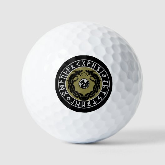 Draken Viking Rune Bescherming Golfballen (Voorkant)