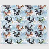Draken vliegen in de wolken cadeaupapier (Vlak)