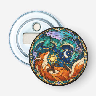 Draken Vos Hemels Glas-in-Lood Button Flesopener