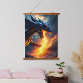Draken Vuur Bliksem Strijd Twee Hangend Wandkleed (Slaapkamer)