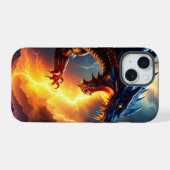Draken Vuur Bliksem Strijd Twee iPhone 15 Case (Achterkant horizontaal)