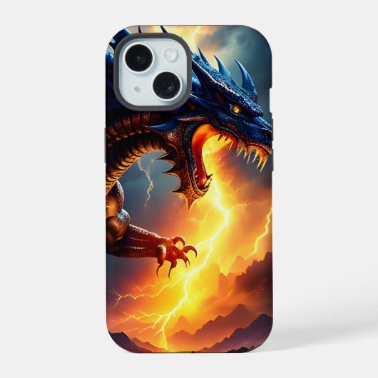 Draken Vuur Bliksem Strijd Twee iPhone 15 Case (Achterkant)