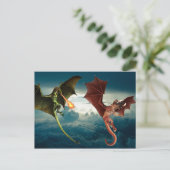 Draken Vuur Gevecht Fantasie Briefkaart (Staand voorkant)