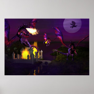 Drakenaanval van David en Michelle Wilder Poster