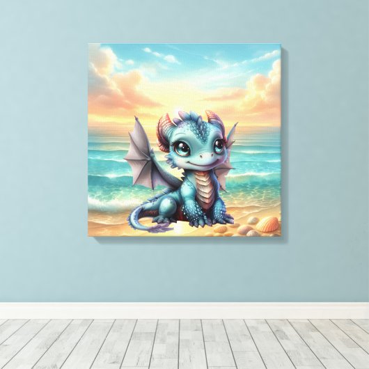 Drakenbaby Canvas Afdruk (Insitu (Houten vloer))