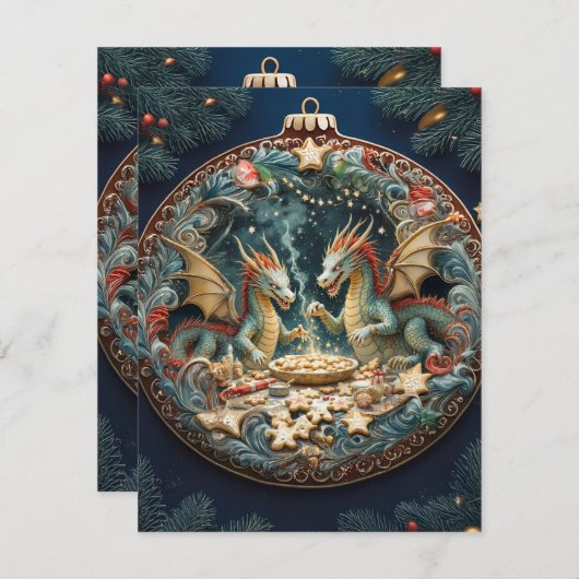 Drakenbakkerij met Kerstmagie Feestdagenkaart (Voorkant / Achterkant)