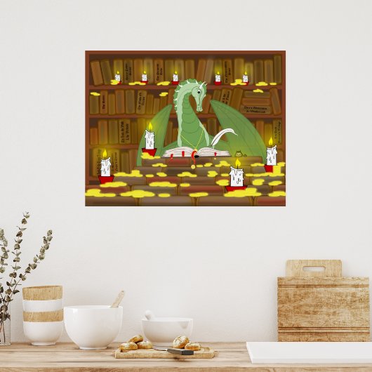 Drakenbibliotheek Poster (Keuken)