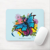 Drakenblauwe Vlinder Bloemen Muismat (Met muis)
