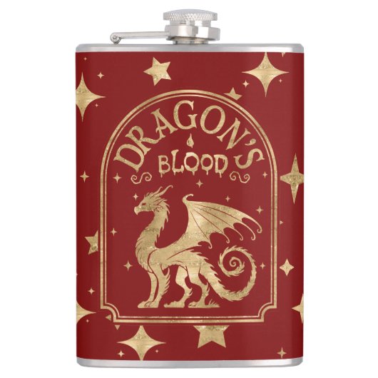 Drakenbloed rood en goud heupfles (Voorkant)