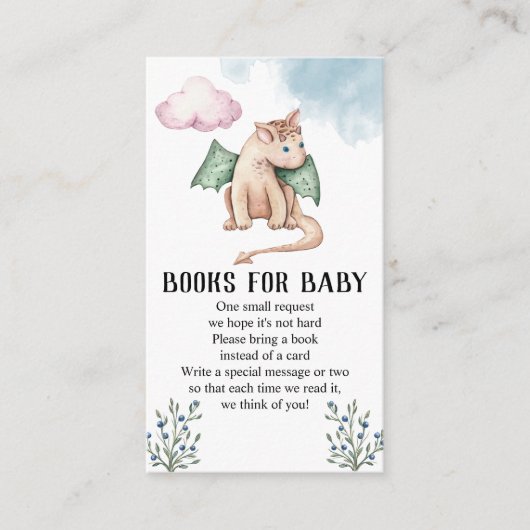 Drakenboeken voor het Baby shower van sproeiers vo Informatiekaartje (Voorkant)