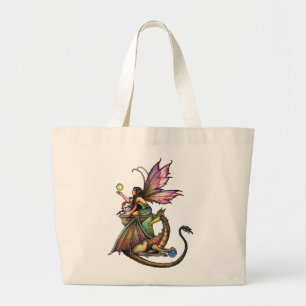 Drakenbollen Fee en Draak door Molly Harrison Grote Tote Bag