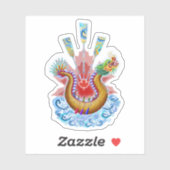 Drakenboot Logo met rood esdoornblad Sticker (Vel)