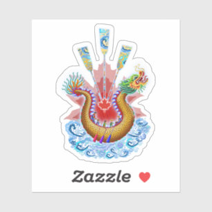 Drakenboot Logo met rood esdoornblad Sticker