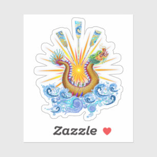 Drakenboot Logo met zonnestralen Sticker