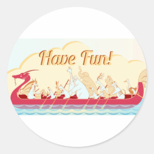 Drakenboot - Vuurdraak - Heb flauw Ronde Sticker