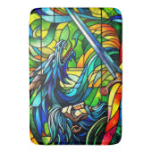 Drakendoder slaande gebrandschilderde glazen fanta badmat (Voorkant Verticaal)