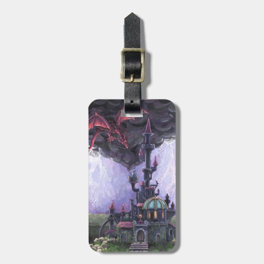 Drakendragon Kasteel Bagagelabel (Voorkant verticaal)