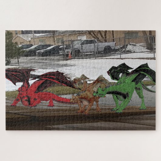 Drakenfamilie Legpuzzel (Horizontaal)
