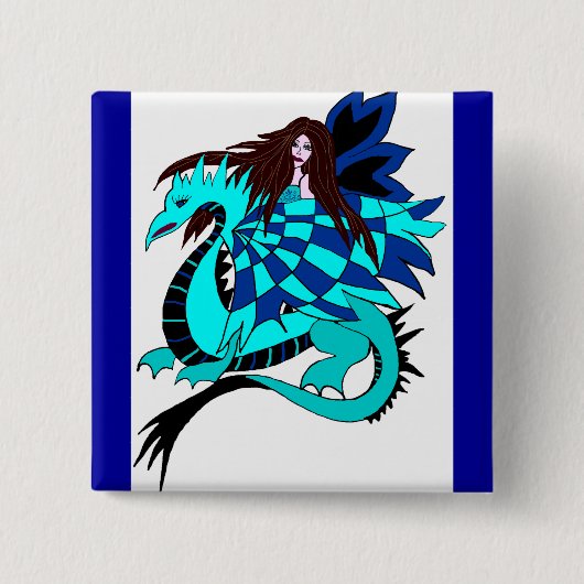 drakenfee-knop vierkante button 5,1 cm (Voorkant)