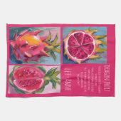 Drakenfruit aquarel op gestructureerde achtergrond theedoek (Horizontaal)