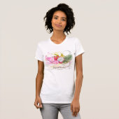 Drakenfruit en roze orchidee tropische kalligrafie t-shirt (Voorkant volledig)