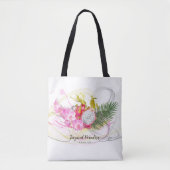 Drakenfruit en roze orchidee tropische kalligrafie tote bag (Voorkant)