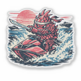 Drakenfruit Jetski Duellist — Vintage Zomerrace Sticker