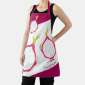 Drakenfruit Roze Wit Glimlachende Cartoon Eten Schort (Insitu)